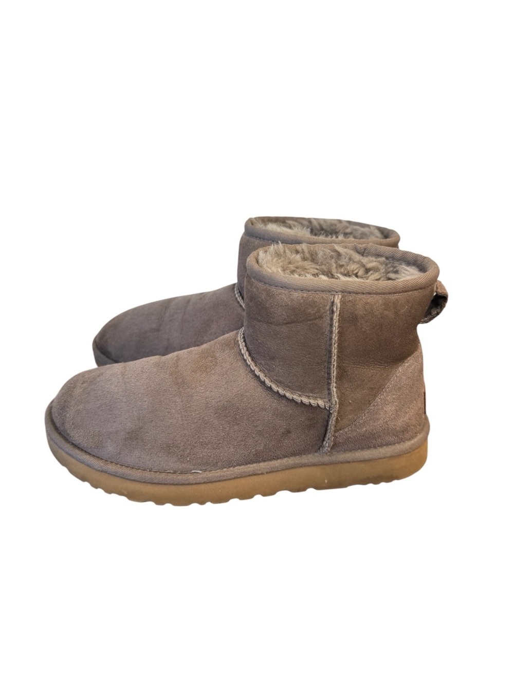 UGG Women's Classic Mini II Boots Grey Suede Sheepskin 1016222 Size 8